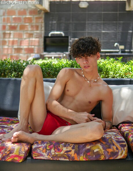 Curly twink Milcon Tonso show his sexy ass and dick